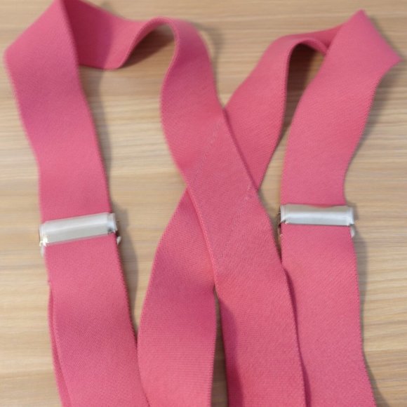 Suspender‎ Mens Pink Clip On X Back Adjustable Strap Stretch Prom Bright Adult - Picture 5 of 8